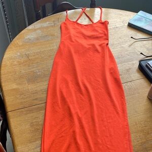 Long, Sleek Super Stretchy Dress Florescent Orange! 
Sz. Petite XXS!